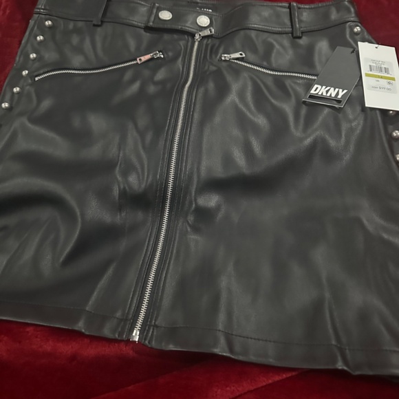 DKNY Women's Studded Faux-Leather Mini Skirt - Picture 3 of 6